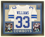Javonte Williams Signed Dallas Cowboys 35"x 43" Framed White Jersey (Beckett) RB