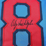 Framed Signed Andy Van Slyke 35x39 St. Louis Blue Jersey JSA COA