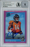 Courtland Sutton Signed 2018 Donruss Optic Pink #162 Rookie Card BAS Slab 35025