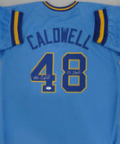 Brewers MIKE CALDWELL Signed Custom Replica Blue Jersey AUTO w/ 82 Champs - JSA