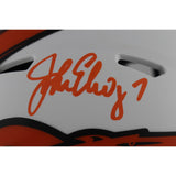 John Elway Autographed Denver Broncos Lunar Mini Helmet Beckett Witness 50197