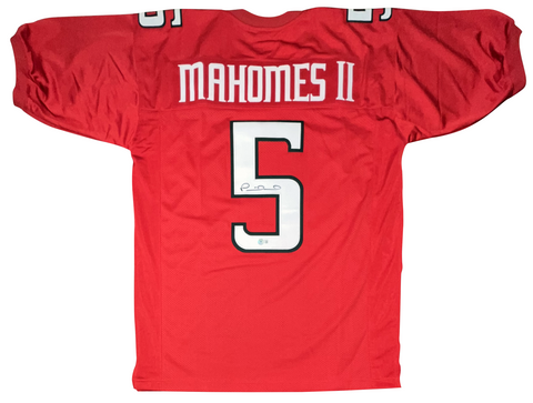 PATRICK MAHOMES II AUTOGRAPHED TEXAS TECH RED RAIDERS #5 RED JERSEY BECKETT