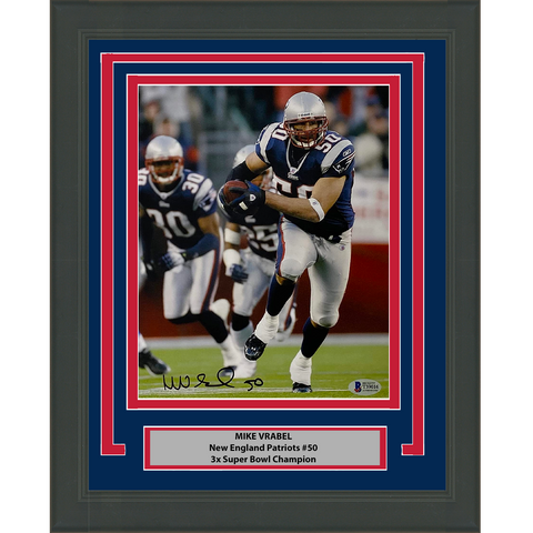 Framed Autographed/Signed Mike Vrabel New England Patriots 8x10 Photo BAS COA #1