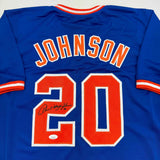 Autographed/Signed Howard Johnson "HOJO" New York Blue Jersey JSA COA