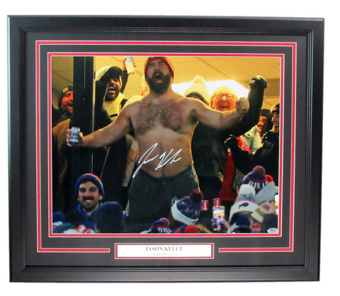 Jason Kelce Signed/Auto 16x20 No Shirt Photo Eagles Framed PSA/DNA 189787