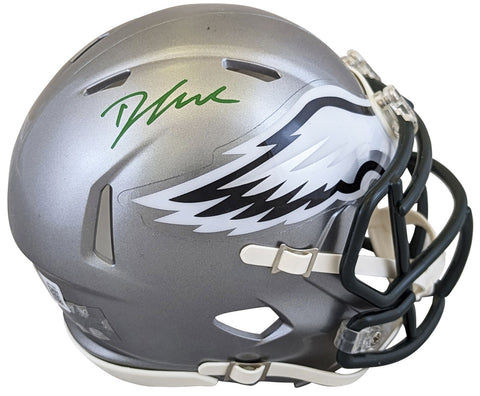 Eagles D'Andre Swift Authentic Signed Flash Speed Mini Helmet BAS Witnessed