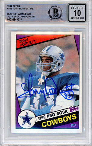 Tony Dorsett Autographed 1984 Topps #238 Trading Card Beckett Slab 39214