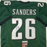 Autographed/Signed MILES SANDERS Philadelphia Green Football Jersey JSA COA Auto