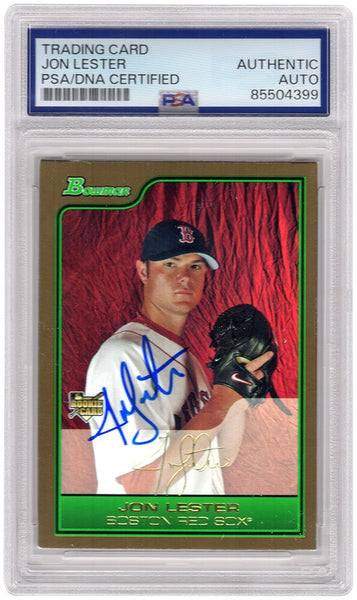 Jon Lester Signed Red Sox 2006 Bowman Draft Gold RC Card #BDP22 - (PSA Slabbed)
