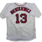 Autographed/Signed Doug Mientkiewicz Final Out! Boston White Jersey Beckett COA