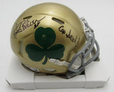 Rocky Bleier HOF Signed/Inscr Gold Mini Helmet Notre Dame Beckett Witness 191557