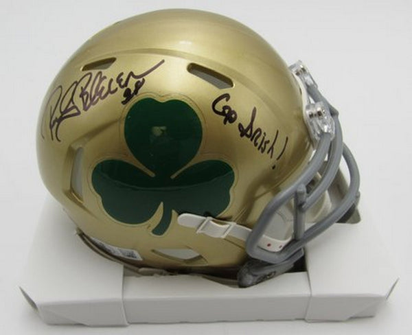 Rocky Bleier HOF Signed/Inscr Gold Mini Helmet Notre Dame Beckett Witness 191557