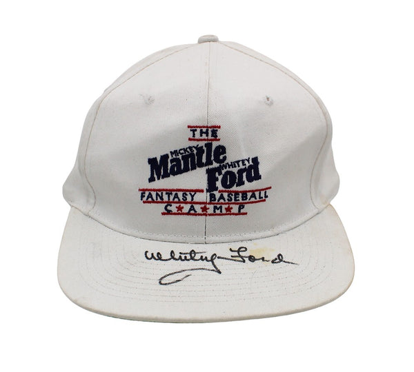 Whitey Ford Signed New York Yankees Fantasy Baseball Camp White MLB Hat