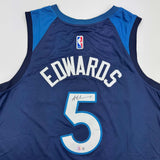 Autographed/Signed Anthony Edwards Minnesota Blue Basketball Jersey Beckett COA