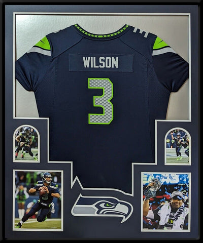 FRAMED SEATTLE SEAHAWKS RUSSELL WILSON JERSEY DISPLAY