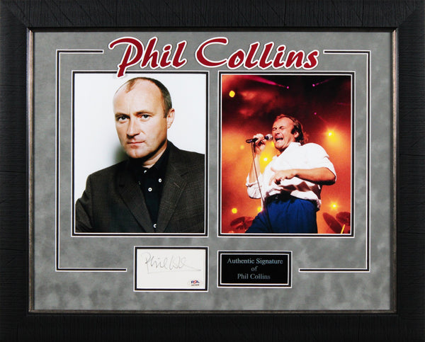 Genesis Phil Collins Authentic Signed & Framed 3x5 Index Card PSA/DNA #AN74099