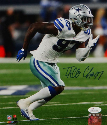 Taco Charlton Autographed Cowboys 8x10 Rushing PF Photo- JSA W Auth *Blue
