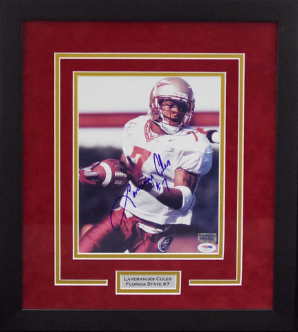 LAVERANUES COLES SIGNED FLORIDA STATE SEMINOLES 8x10 FRAMED PHOTO COA