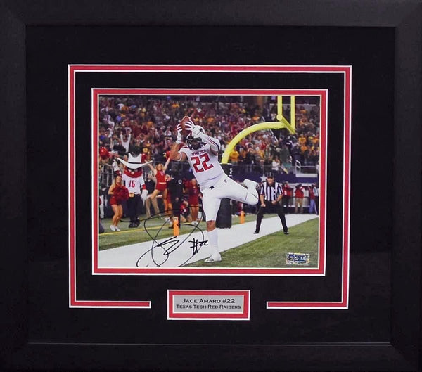JACE AMARO SIGNED TEXAS TECH RED RAIDERS 8x10 FRAMED PHOTO COA