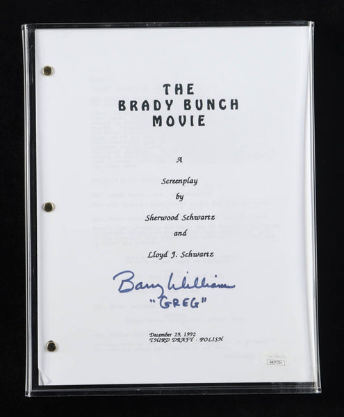 Barry Williams Signed "The Brady Bunch" Movie Script Inscribed "Greg" (JSA COA)
