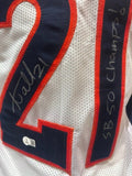 Aqib Talib Autographed White Broncos Jersey Inscribed "SB 50 Champs" BAS COA