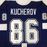 Autographed/Signed Nikita Kucherov Tampa Bay Blue Hockey Jersey PSA/DNA COA