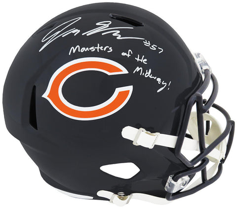 Jack Sanborn Signed Bears Riddell Full Size Speed Rep Helmet w/Monsters (SS COA)