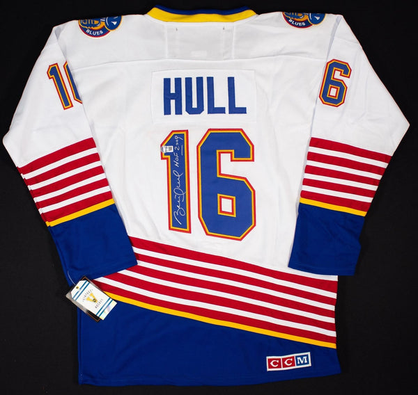 Brett Hull Signed St. Louis Blues Captains Jersey Inscribed "HOF 2009" (Beckett)