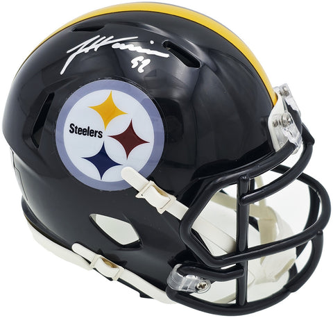 JAMES HARRISON AUTOGRAPHED STEELERS BLACK MINI HELMET BECKETT WITNESS 241383