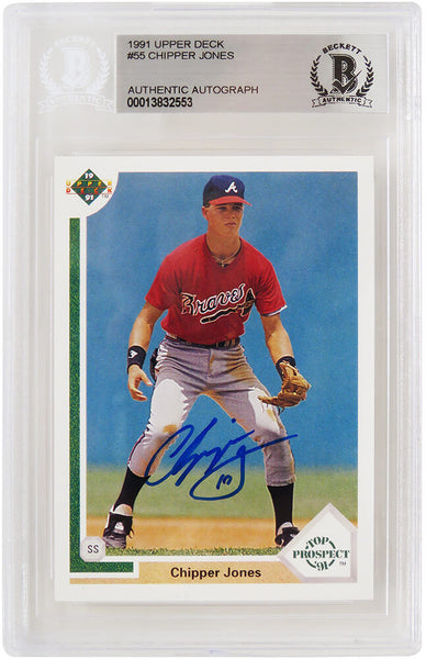 Chipper Jones Autographed Braves 1991 Upper Deck RC Card #55 - (Beckett)