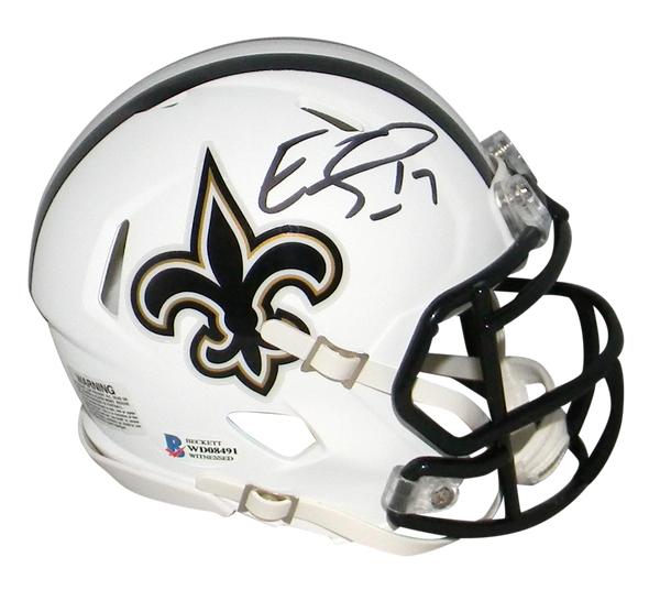 EMMANUEL SANDERS SIGNED NEW ORLEANS SAINTS WHITE SPEED MINI HELMET BECKETT