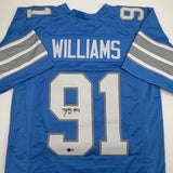 Autographed/Signed Tyleik Williams Detroit Blue Football Jersey Beckett BAS COA