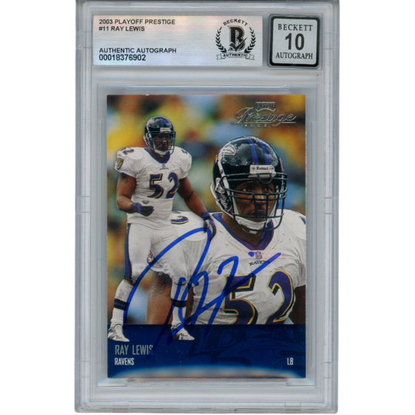 Ray Lewis Autographed 2003 Presige Xtra Points #11 Trading Card Beckett 53002