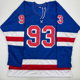 Autographed/Signed Mika Zibanejad New York Blue Jersey Beckett BAS COA