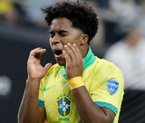 Endrick Signed Brazil National Team Jersey (Beckett) Striker UEFA Super Cup:2024