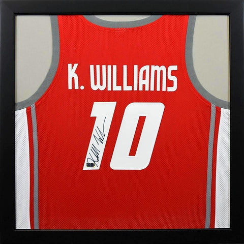 KENDALL WILLIAMS SIGNED NEW MEXICO LOBOS #10 RED BASKETBALL FRAMED JERSEY COA