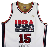 Magic Johnson "92 Gold" Signed White Nike Team USA Jersey BAS Witness #3W387217