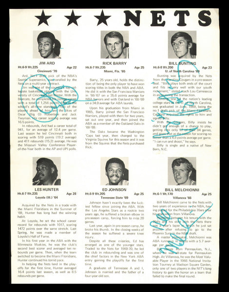 Jim Ard, Bill Bunting & Melchionni Autographed 8x11 Magazine Photo Nets 237912