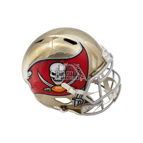 Tom Brady Autographed Buccaneers Chrome Replica Full-Size Helmet - Fanatics LOA