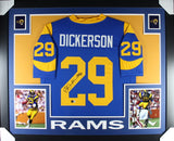 Eric Dickerson Autographed Pro Style Blue XL Framed Jersey 35x43 Beckett 51211