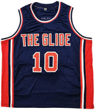 TEAM USA CLYDE DREXLER AUTOGRAPHED SIGNED BLUE JERSEY JSA STOCK #215755