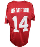 Sam Bradford Autographed College Style XL Red Jersey Beckett Witness 54286