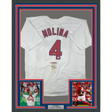Framed Autographed/Signed Yadier Molina 33x42 St. Louis White Jersey JSA COA