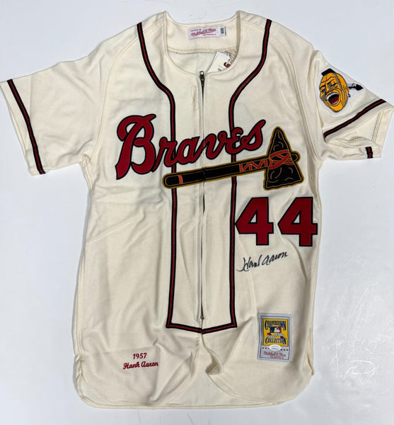 HANK AARON Signed Official 1957 Mitchell & Ness Jersey AUTO - JSA