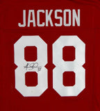 Keith Jackson Autographed Red College Style Jersey- JSA Witnessed Authenticated