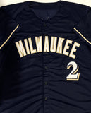 Brewers Outfielder NYJER MORGAN Signed Custom Replica NAVY Jersey AUTO - BAS