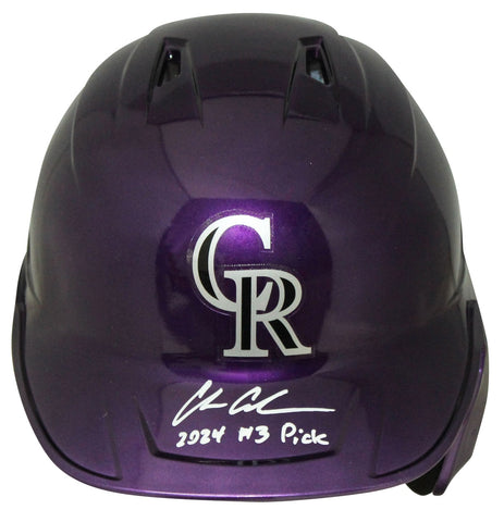CHARLIE CONDON SIGNED COLORADO ROCKIES CHROME FULL SIZE HELMET W/ 2024 #3 PICK