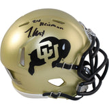 Travis Hunter Autographed Colorado Buffaloes Mini Helmet Heisman Beckett W 57928