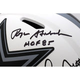 Pearson/Staubach/Dorsett Signed Dallas Cowboys Lunar Helmet HOF BAS 43394