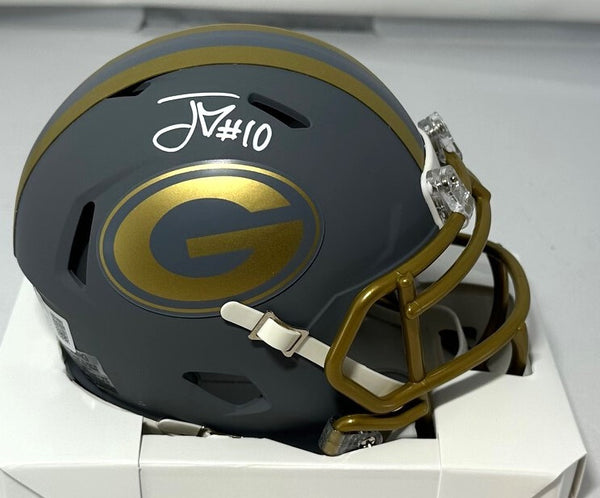 Packers Quarterback JORDAN LOVE Signed Riddell SLATE Speed Mini Helmet AUTO BAS